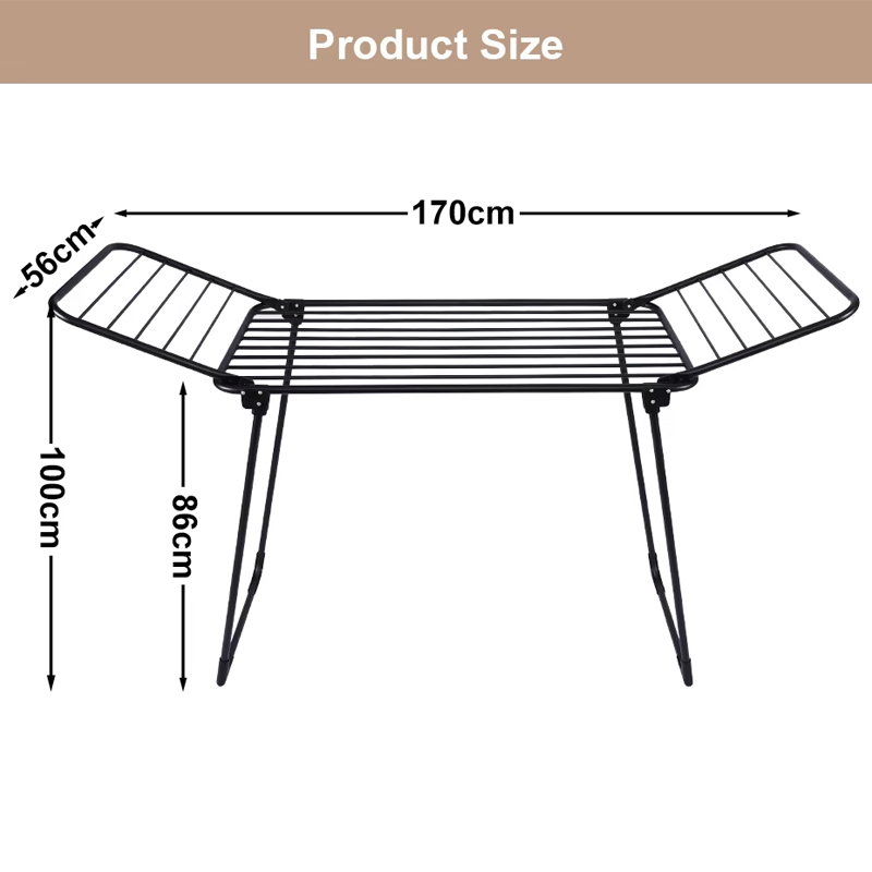 Sanipro Black Foldable Indoor Baby Clothes Drying Rack Wing-Shaped Multi-Functional Balcony Collapsible Laundry Hanger Dryer