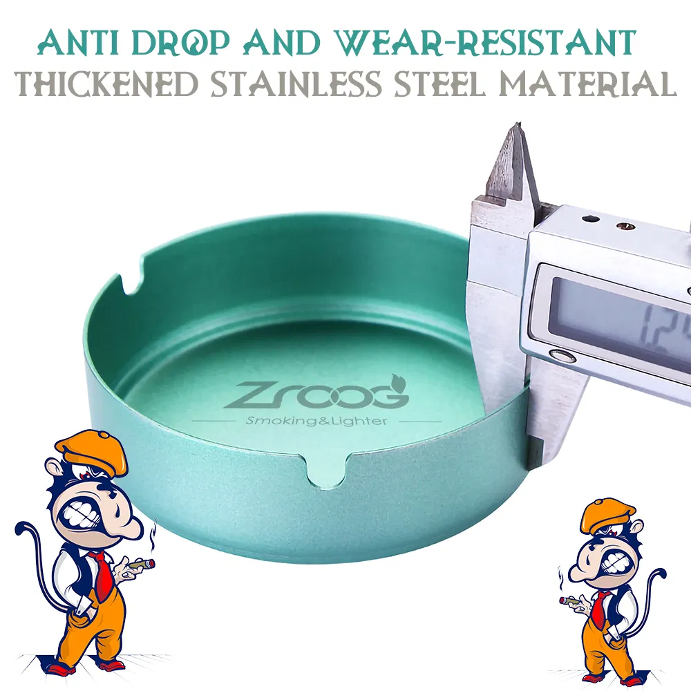 Cigar Ashtray Tabletop Round Stainless Steel Ash Tray Suitable for Cigarette Ash Holder for Home