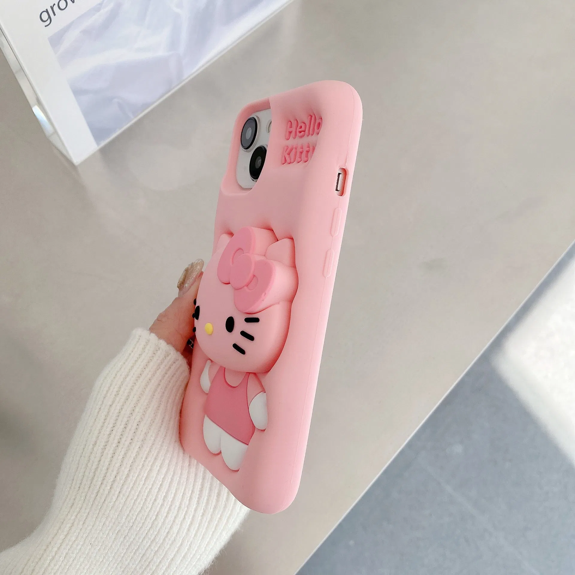 Силиконовый держатель 3D Кот для iPhone 16 13 11 Pro Max
