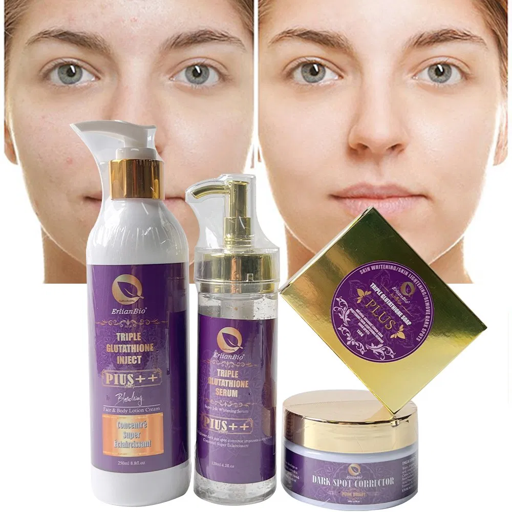 Private Brand Triple Glutathione Anti Acne Whitening Repair Skin Sets Collagen Hydrating Reduce Lines Sets for Females