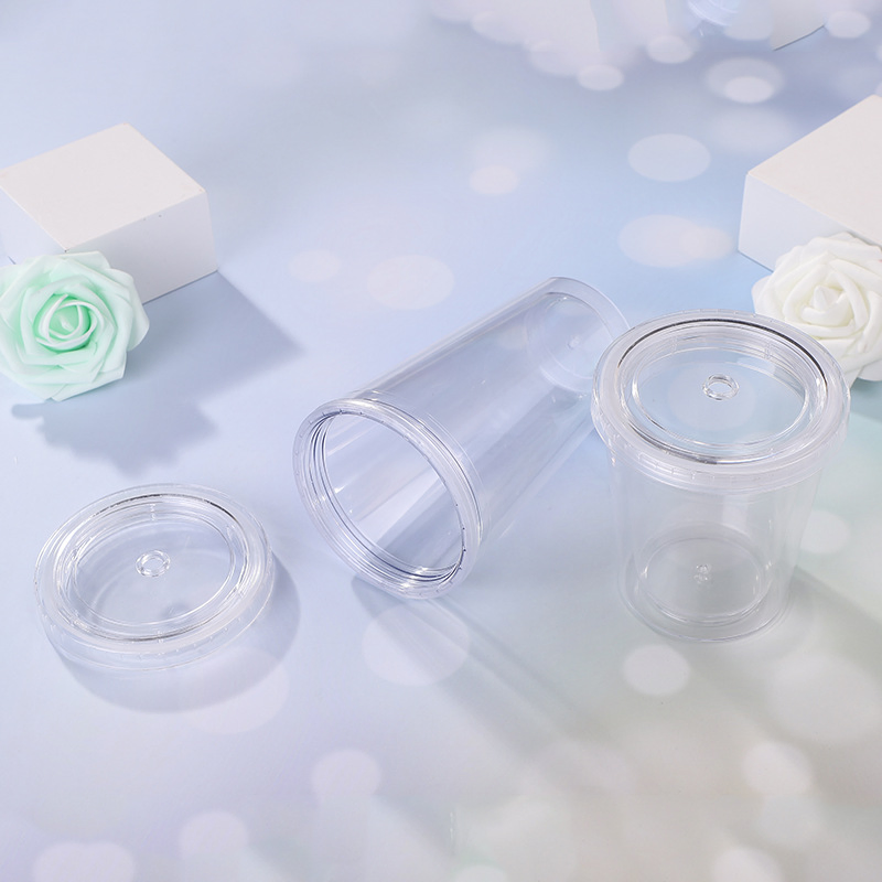 Custom Logo Reusable Acrylic 12oz 16oz 22oz Double Wall Plastic Coffee Tumbler Cup with Straw