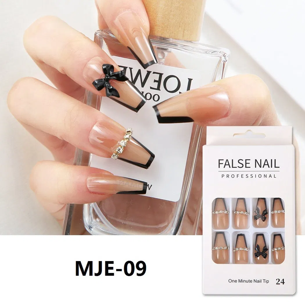 Holographic Nails Almond Press on Nails Wholesale Artificial Fingernails with Glue Wipe and File Reusable Fake Nails Nude