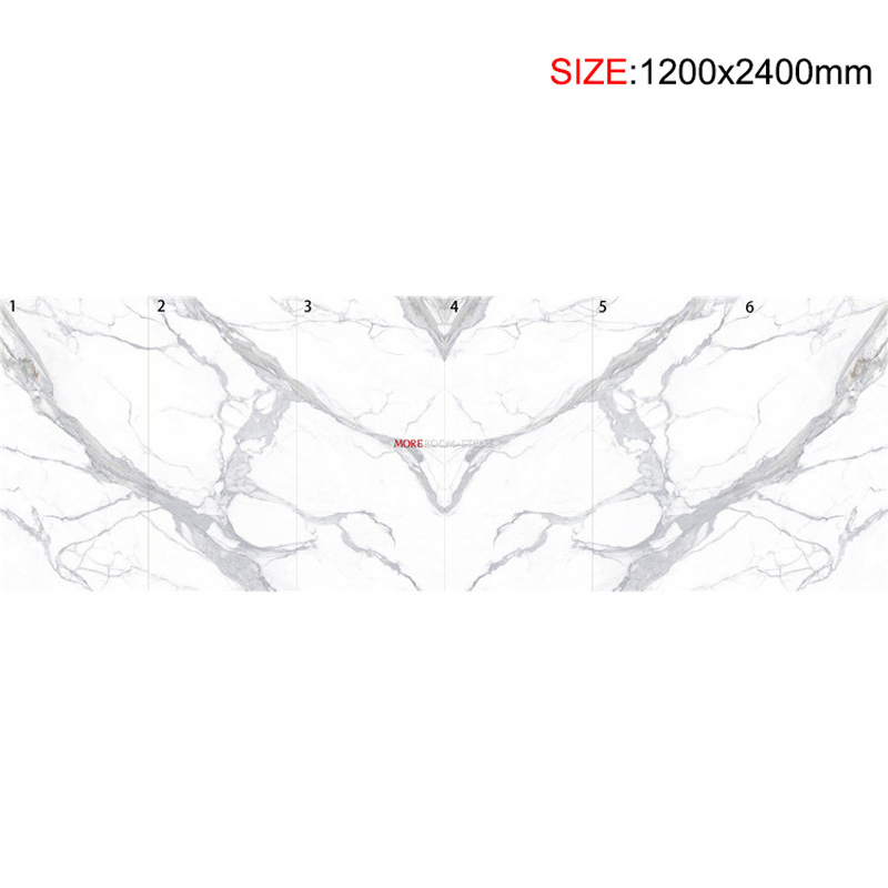 Villa Indoor Outdoor Wall Floor Bookmatched Calacatta Calcutta Bianco Carrara Oro White Grey Golden Veins Marble Porcelain Ceramic Tiles 1200X2400