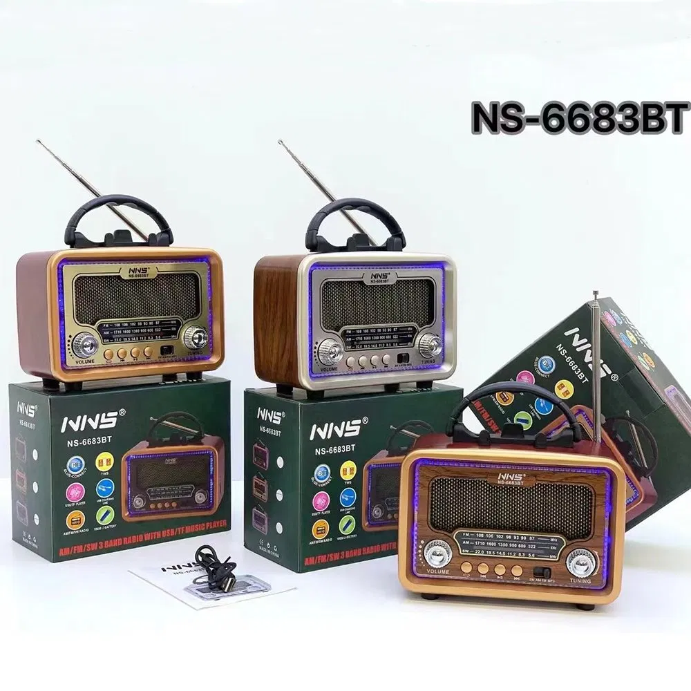 Ретро радио NS6683BT с Bluetooth, деревянный корпус