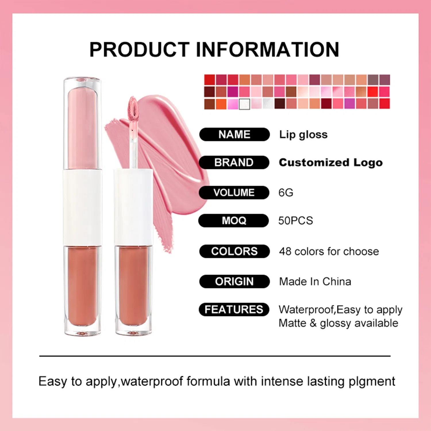 Makeup Factory Custom Color Private Label Clear Lip Gloss Cosmetics Lipgloss
