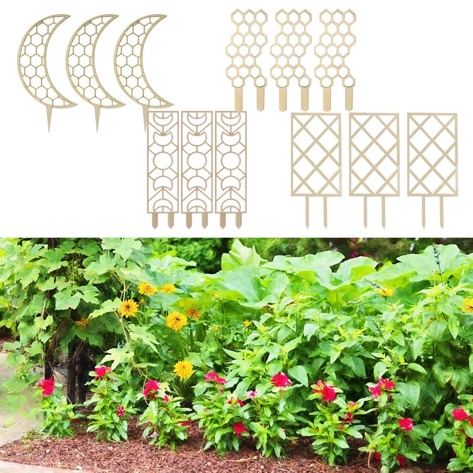 3 Piece Wooden Geometric Fashion Garden Stand Small Plant Stand Frame