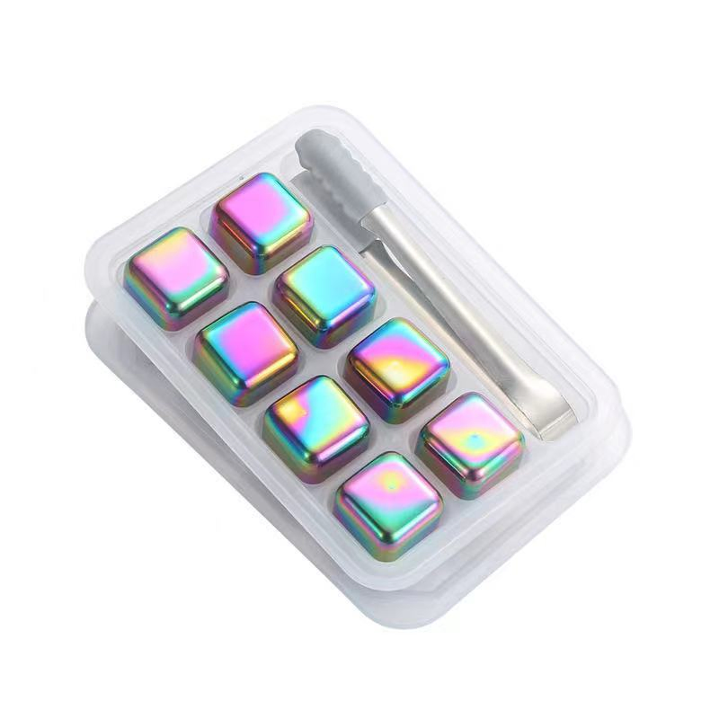 Reusable Stainless Steel 304 Gold Ice Cubes Bar Metal Ice Cube Chilling Whiskey Stone