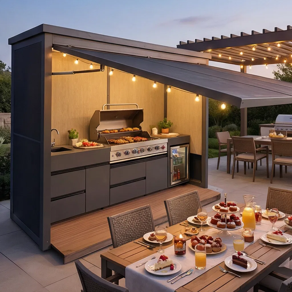 Stainless Steel Cabinet Outdoor Kitchen with Mixer Tap & Electric Sockets