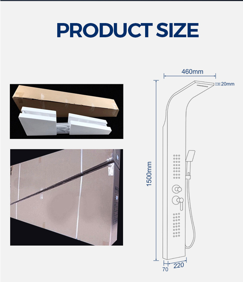 Gold and Nickel Brushed Shower Column Stainless Steel Waterfall SPA Wall Shower Panel