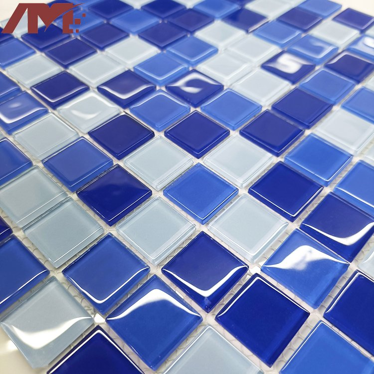 China Factory Indoor Blue Crystal Mosaic Swimming Pool Mosaic Tile Glass