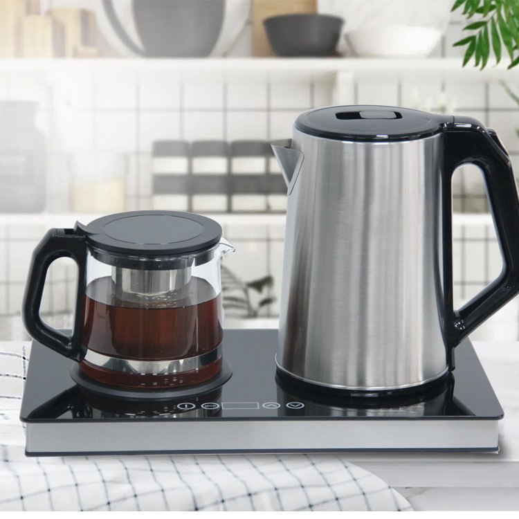 New Home Appliances 2L Stainless Steel Digital Control Electric Turkish Tea Machine Tea Electric Kettle Set with LED Display