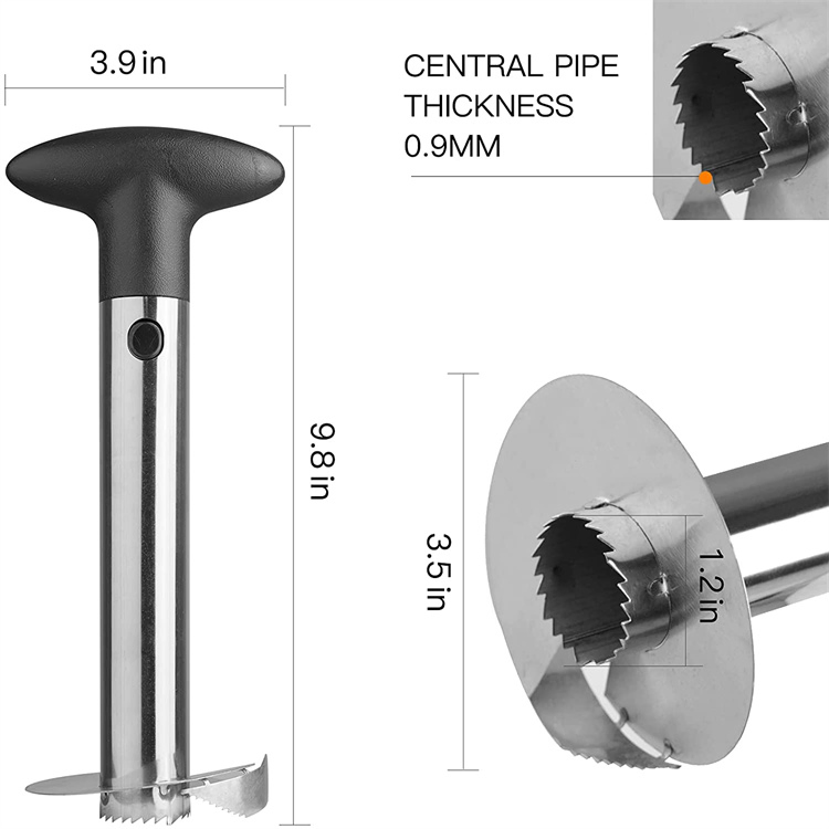 Pineapple Corer Slicer Tool Stainless Steel Pineapple Cutter Core Remover Tool with Detachable Handle