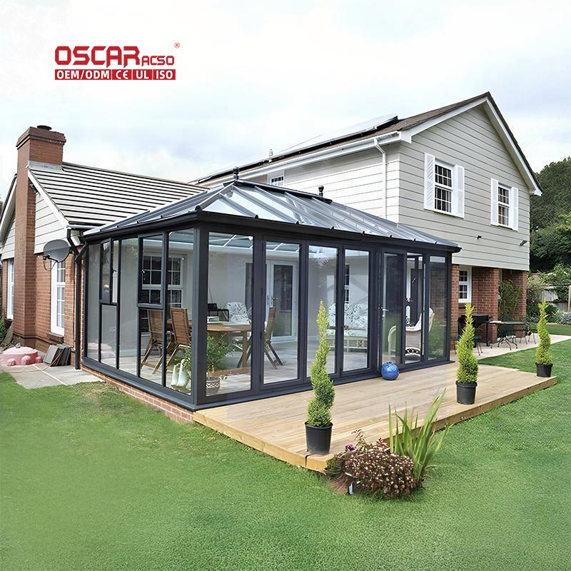 Aluminum Alloy Frame Tempered Glass Roof Prefab Stylish Ideal for Garden Backyard Outdoor Use Sunroom