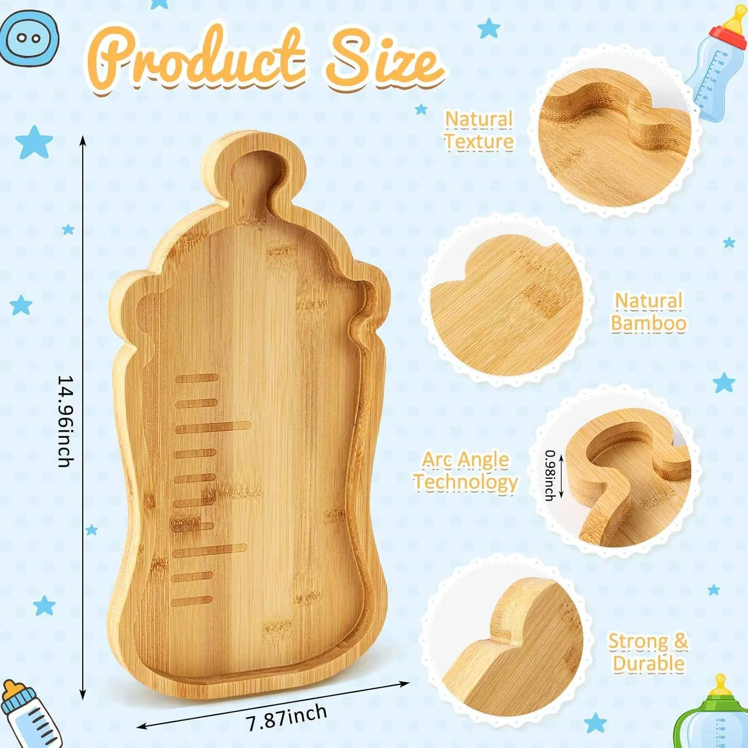 Wooden Charcuterie Board for Baby Shower Appetizer Serving Tray for Home Restaurant Gender Reveal Birthday Dish Plant Party