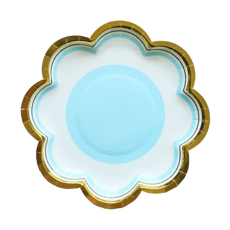 Round Square Oil Water Resistant Printed Disposable Dessert Plate Colorful Fruit Plate Customizable Paper Plate 7 Inch 9 Inch Beautiful Party Plate