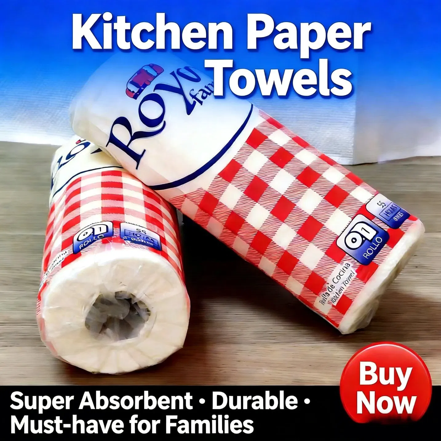 Ultra Thick Kitchen Paper Roll for Heavy Du