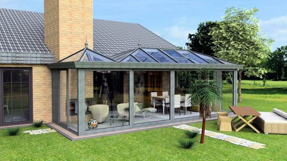 Thermal Break Aluminum Alloy Tempered Glass Sunroom Outdoor Sound/Heat/Water Insulation Sun Rooms for Balcony