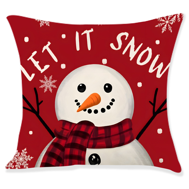 Linen Cushion Covers Printed Santa Claus Pillowcase Decorative Square Pillow Covers for Christmas