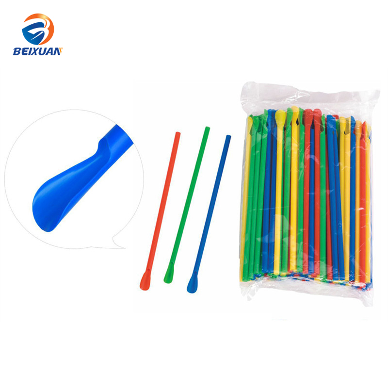 New Design 24cm Disposable Colour Pipette Spoon Ice Cream Spoon Drinking Straw with Spoon