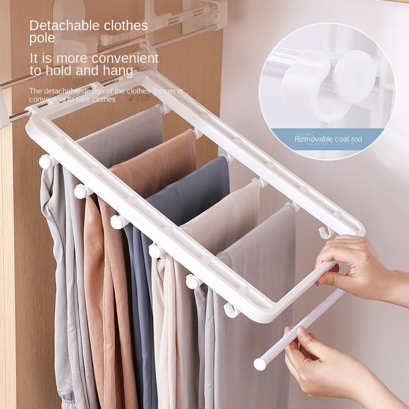 Bold Folding Telescopic Plastic Wall-Mounted Non-Perforated Multi-Layer Trouser Rack Hanger