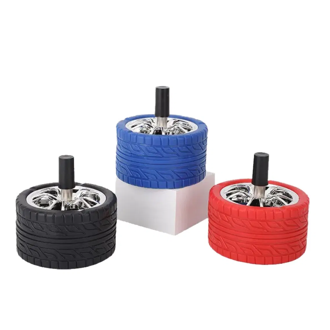 Auto Tire Shape Design Push Down Cigarette Metal Spinning Ashtray