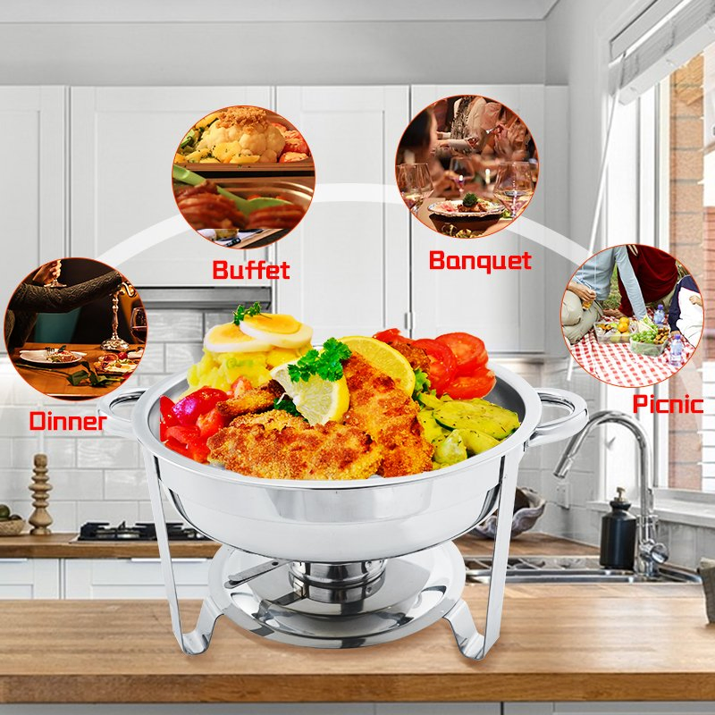 Daosheng Wedding Good Quality Buffet Stainless Steel Round Roll Top Chafing Dish Stove Chafer Food Warmer