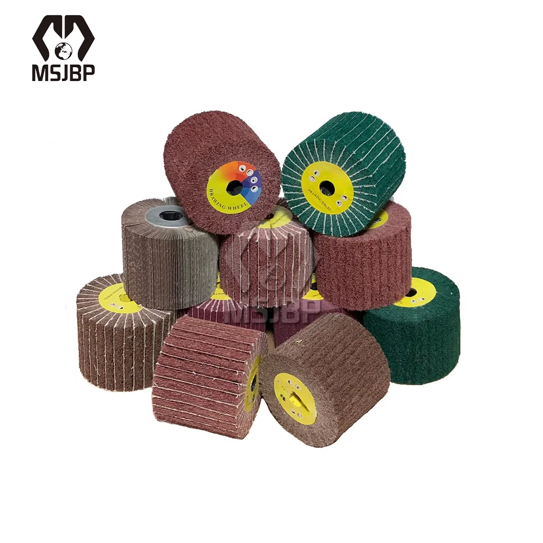 Msjbp Stone Brush Abrasive China Factory 19mm 50mm 76mm 25mm Inner Bore Non-Woven Nylon Abrasive Flap Wheel Brush