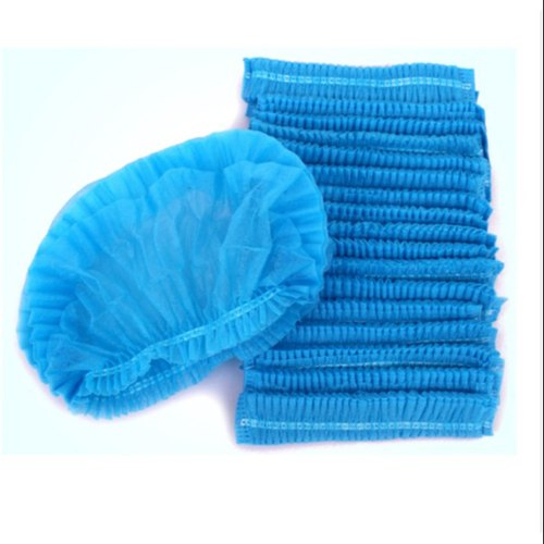 Factory Non Woven Fabric Disposable Round Blue Single Elastic Strip Bouffant Clip Cap