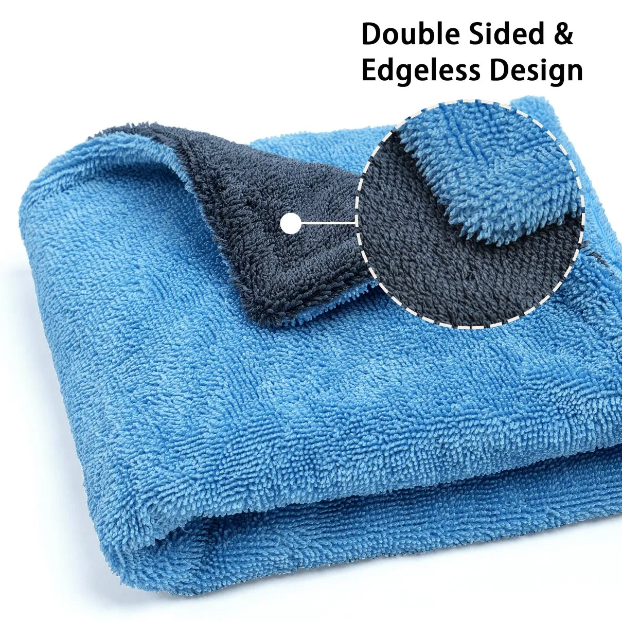 Fantasticlean Double Twist 1000GSM Premium Microfiber Towels Microfiber Cleaning Cloth Rag 18 X 24 in for Cars Blue