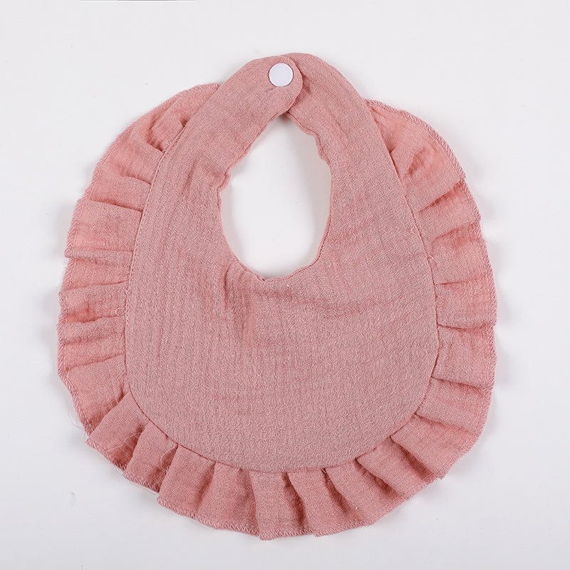 Ins - Style European and American Baby Ruffled Bubble Gauze Infant Bib: Double - Layered Crepe Fabric Drool Bib, a - Class 100% Cotton for Babies