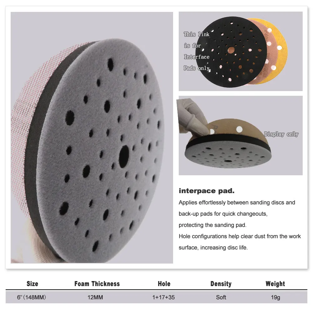 6inch 53-Hole Hook and Loop Sponge Soft Interface Pad for Polishing Grinding Power Tools Accessories