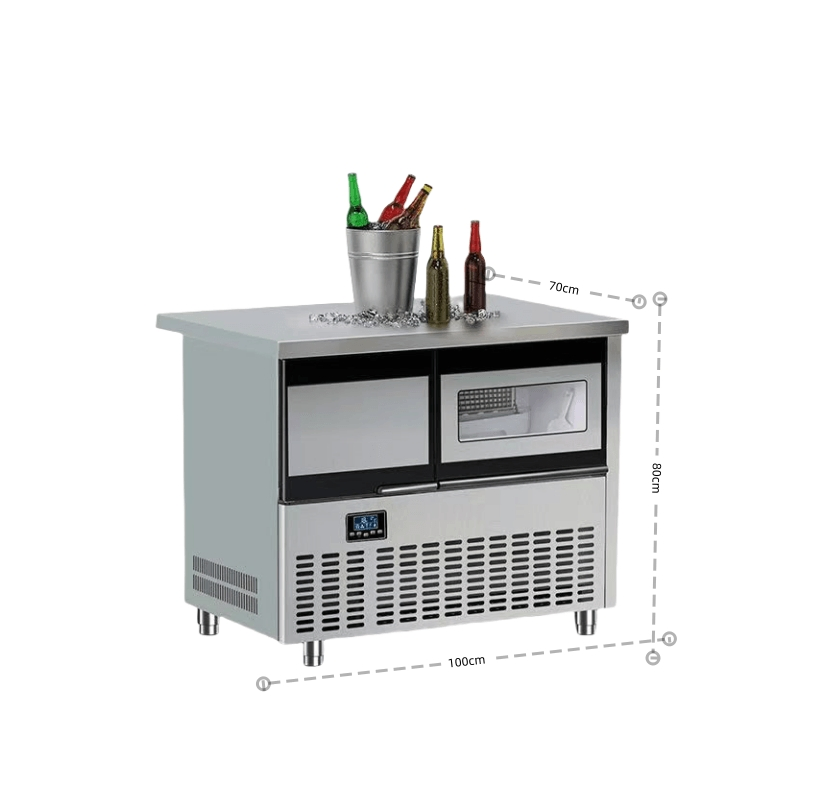 Large Compressor Refrigeration Desktop Bar Countertop Refrigerator Ice Maker Machine