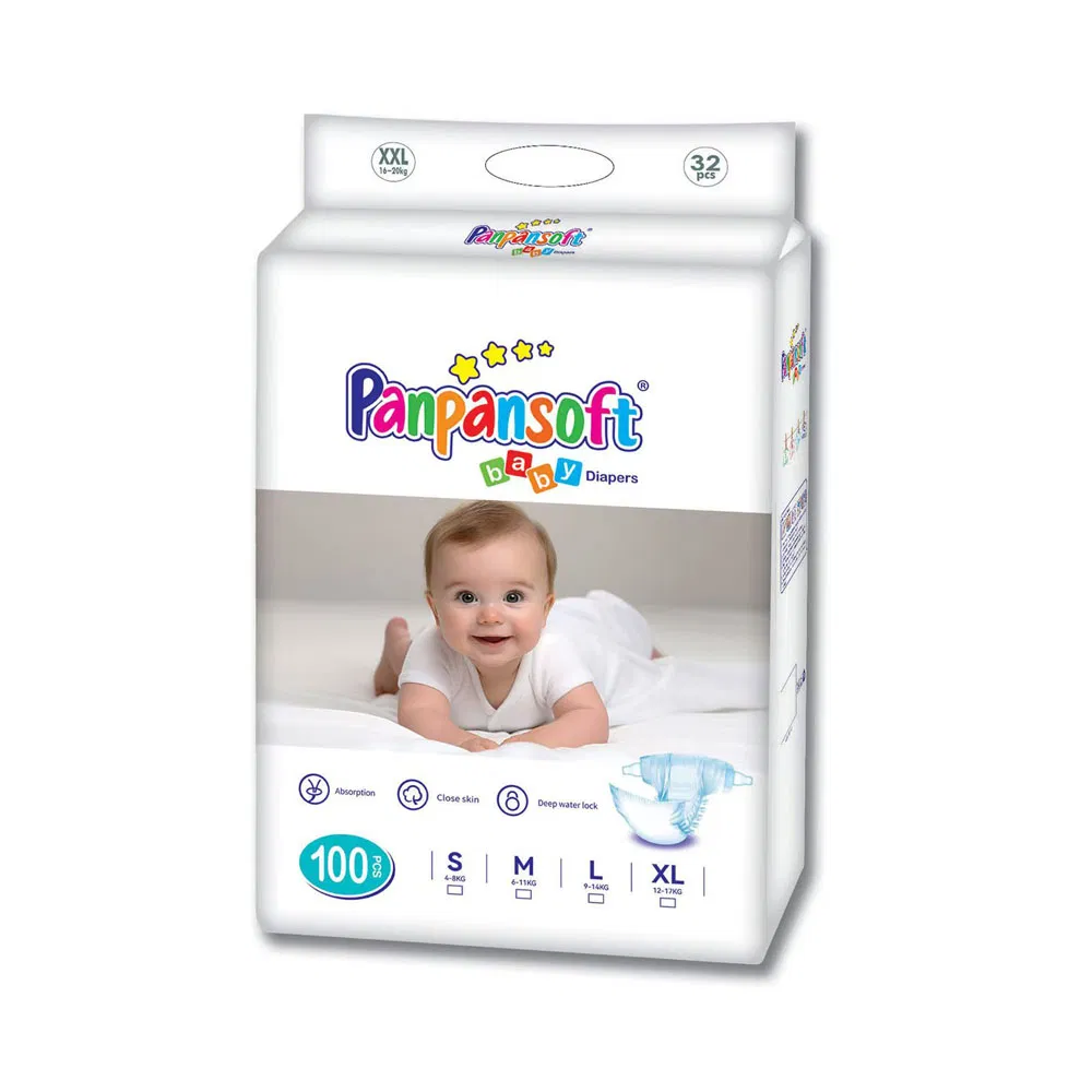 Подгузники Panpansoft Q-Shape, 100 шт, супервпитывающие