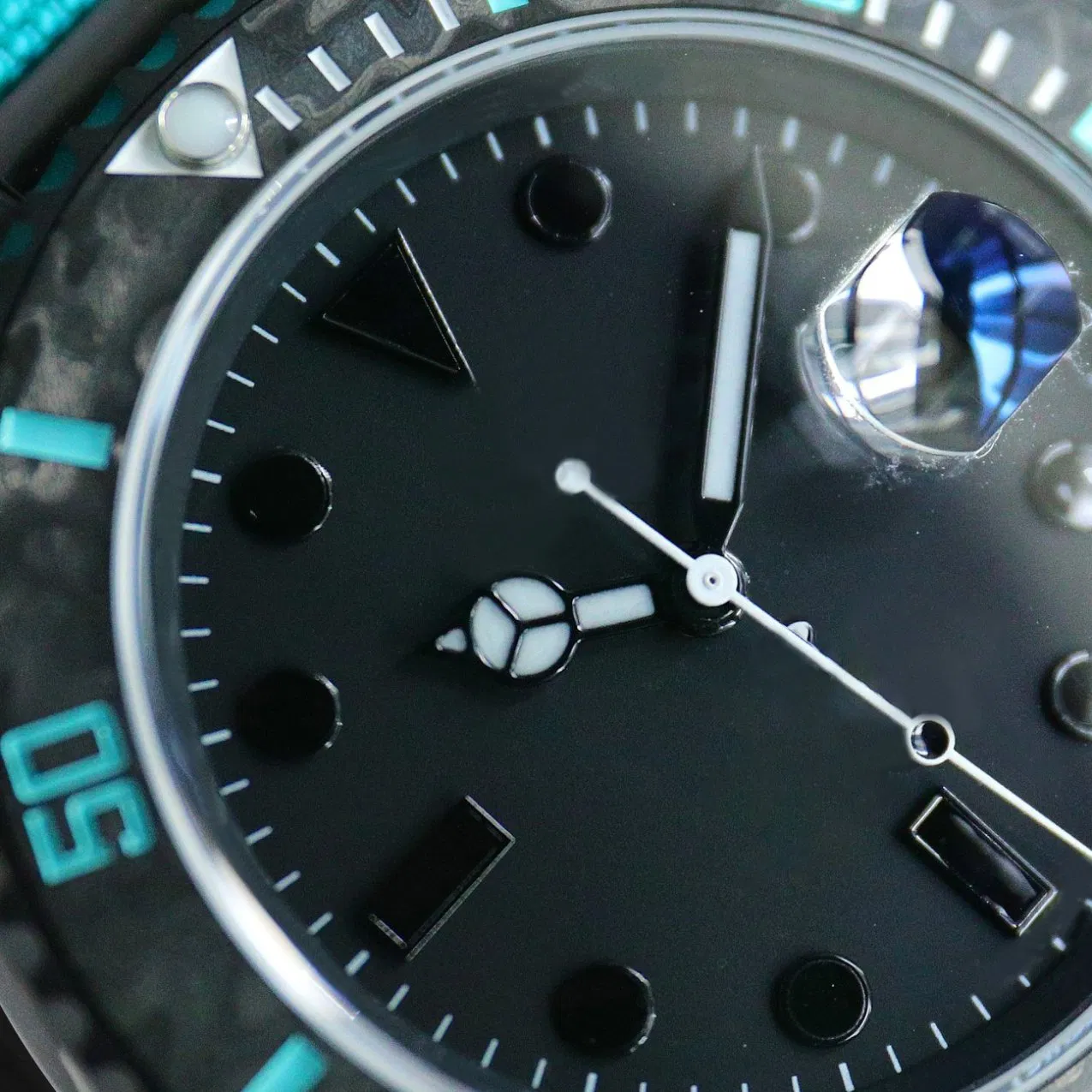 Carbon Fiber Submarinr Series, Tiffny Blue Fabric Strap, Automatic Mechanical Diving Watch