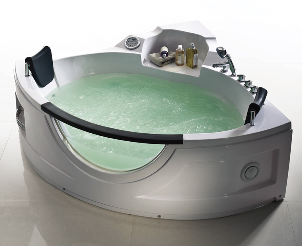 Corner ABS Board Whirlpool Bathtub in White (AB0817)