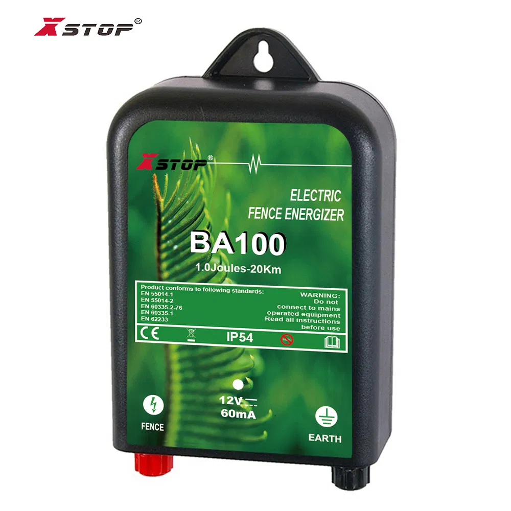 Battery Operated Electric Charger 20km Output 1.0 Joule Portable Fence Energizer for Horse Owners and Pets