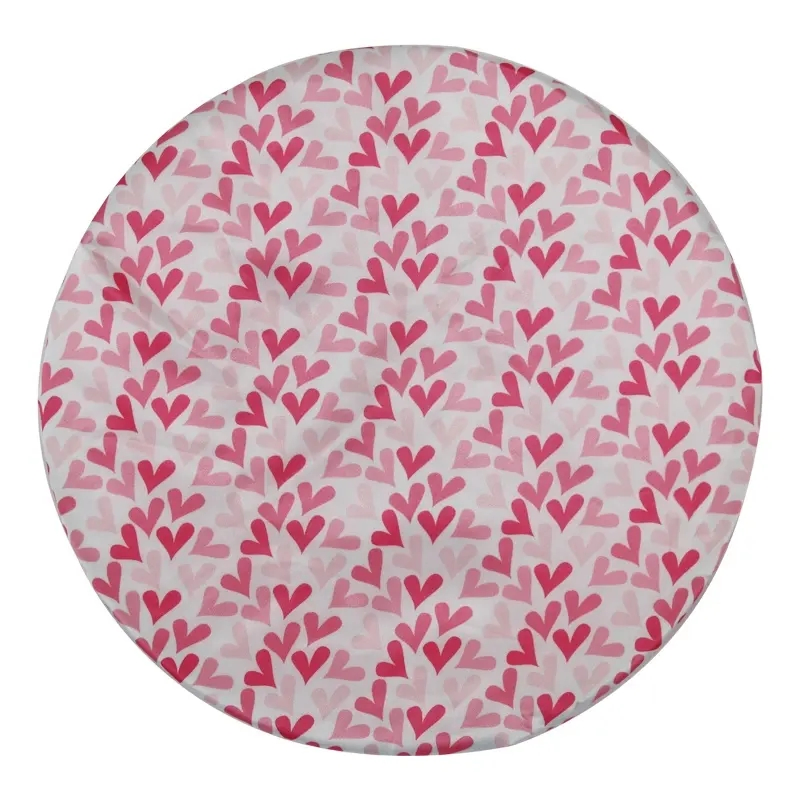 High Quality Loving Heart Printing Shower Caps Satin Waterproof Shower Cap