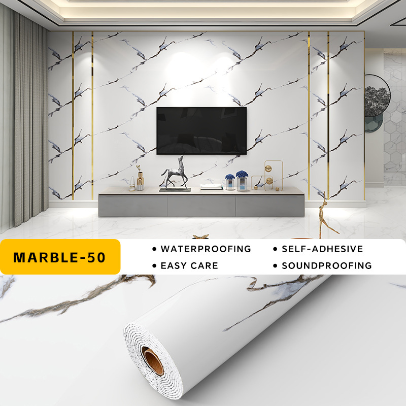 New Modern Style Marble Pattern Waterproof Interior Home Wall Decoration Home Decor Self Adhesive PVC Wallpaper