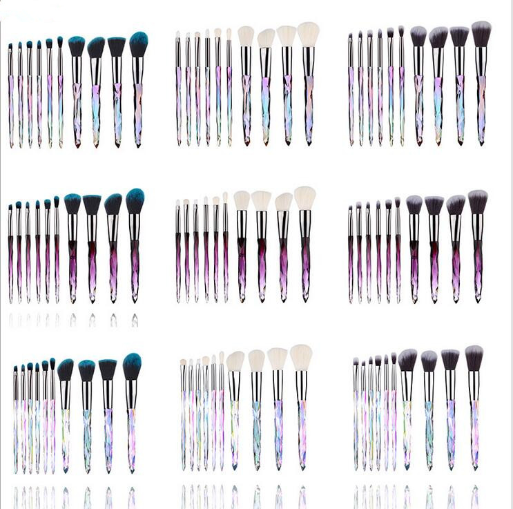 10 PCS Crystal And Diamond Transparent Handle Cosmetic Brush Set Makeup Brush Sets
