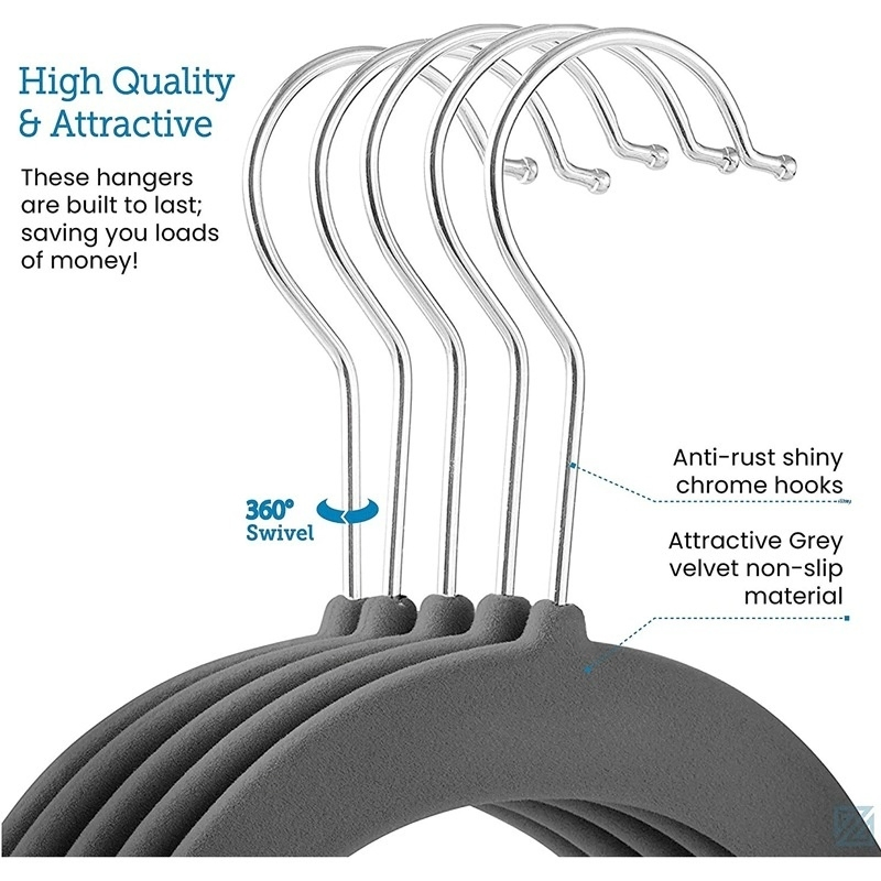 Multifunctional Non-Slip Adult Flocked Plastic Hangers with Anti-Wrinkle Function