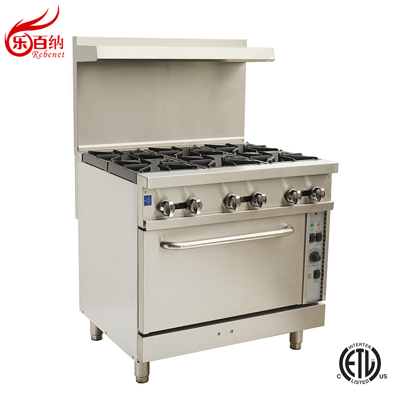 Kitchen Equipment Commercial 6 Burner Gas Stove Range with Gas Oven Cooking Machine (RGR36)