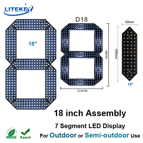 RoHS Approved 18 Inch Assembly 7 Segment LED Display with Waterproof for Outdoor or Semi-Outdoor Application