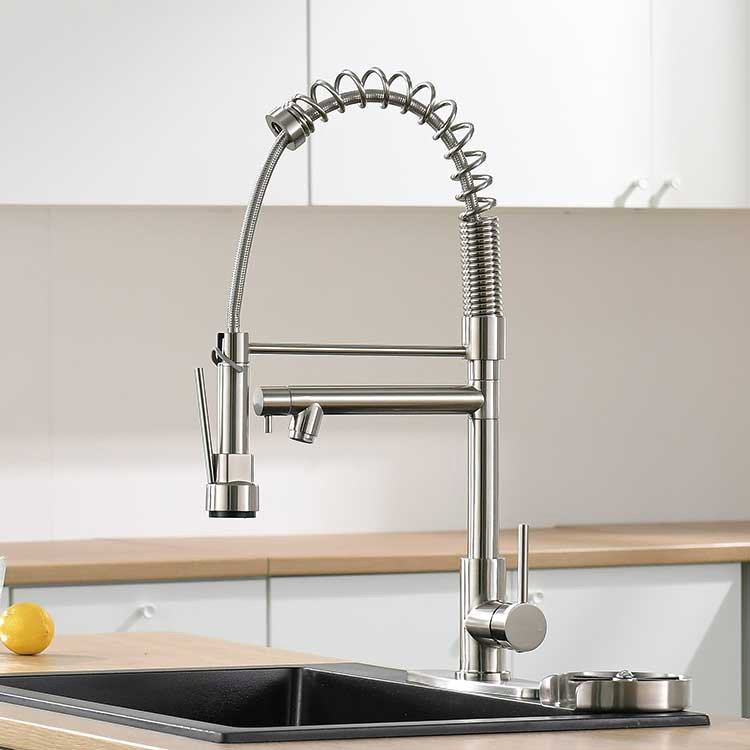 North American Design Styles Luxury Single Lever Spring Pull-Down Kitchen Sink Faucet Mixer