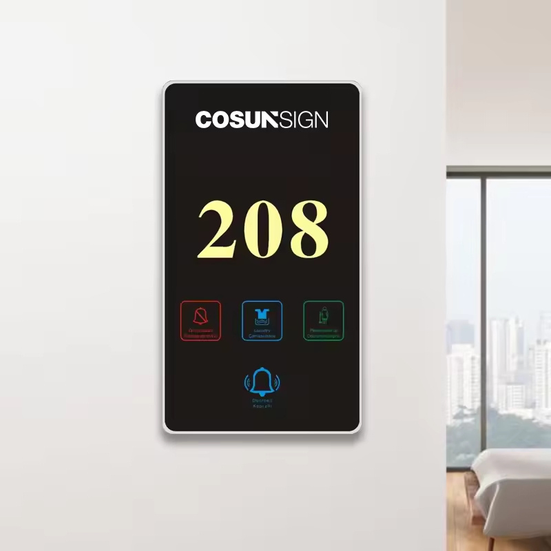 Room Number Custom Hotel Luminous Sign LED Light Do Not Disturb Laundry Sign Doorplate with Dnd Clean Electronic Switch Hotel Doorbell Doorplates