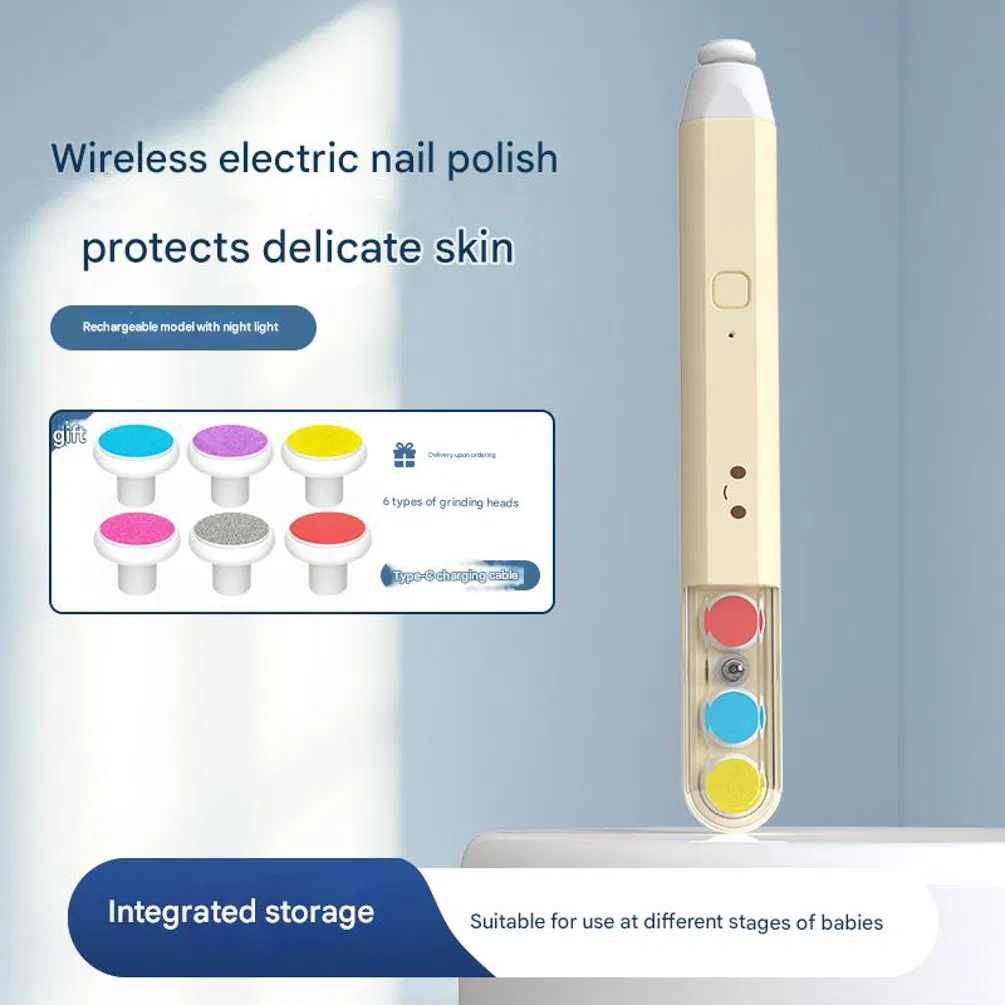 Type-C Rechargeable ABS Nail Polisher Baby Care Nail Grinder Wireless Electric Baby Nail Trimmer with LED Light