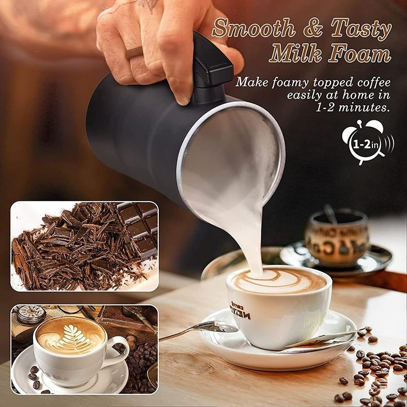 Cafe-Quality Milk Frother (SMF-02) - Cold/Hot Froth + Milk/Chocolate Heating, Global Plugs