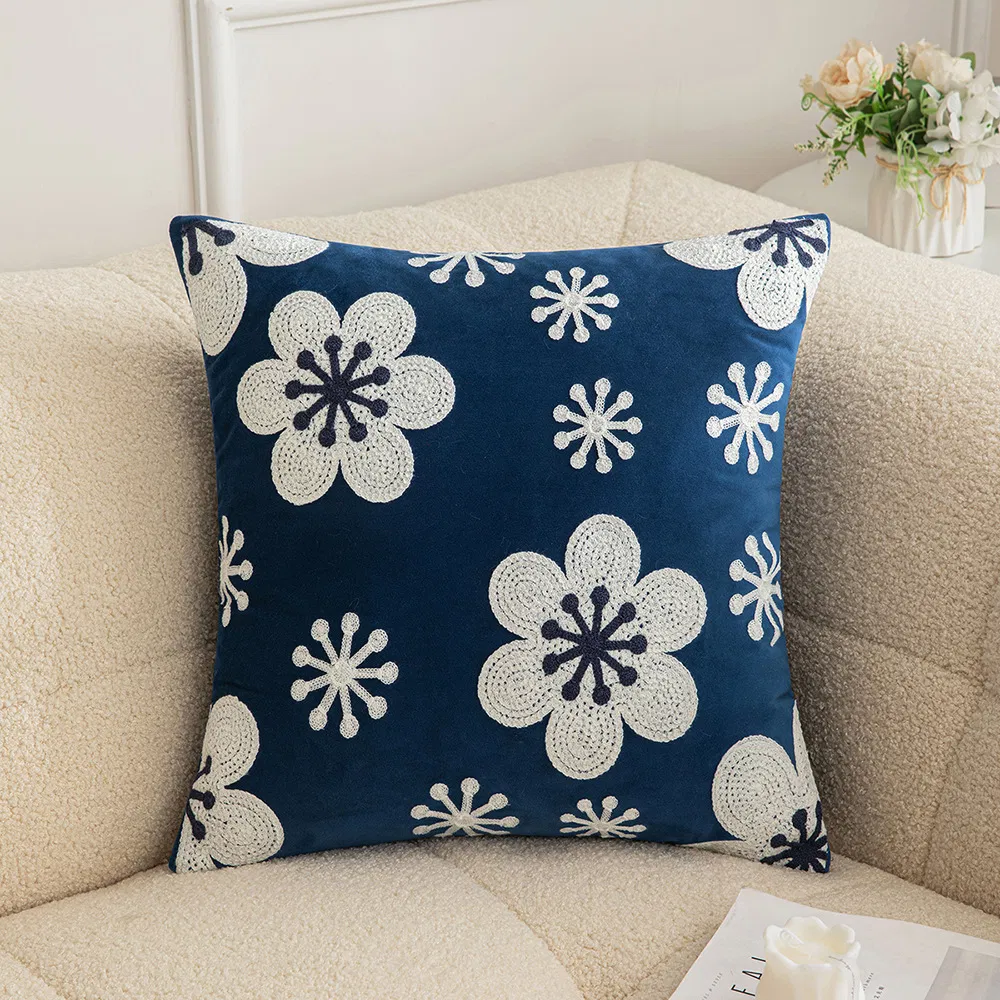 French Three-Dimensional Embroidery Pillow Cover Light Luxury High Sense Headboard Pillow Square Tufted Living Room Sofa Cushion Cover