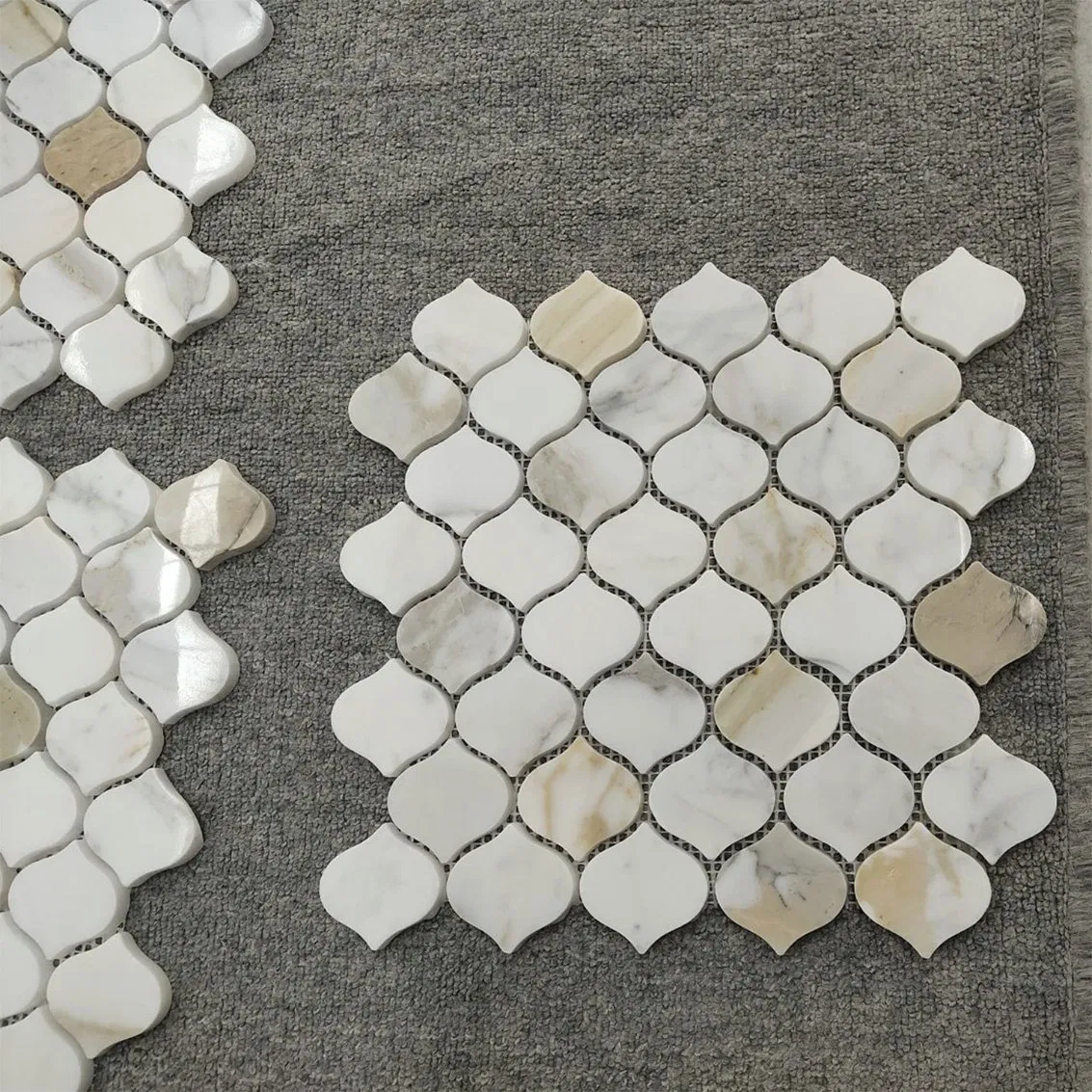 Calacatta Gold Wall Tile Marble Backsplash Herringbone Tiles Mosaic
