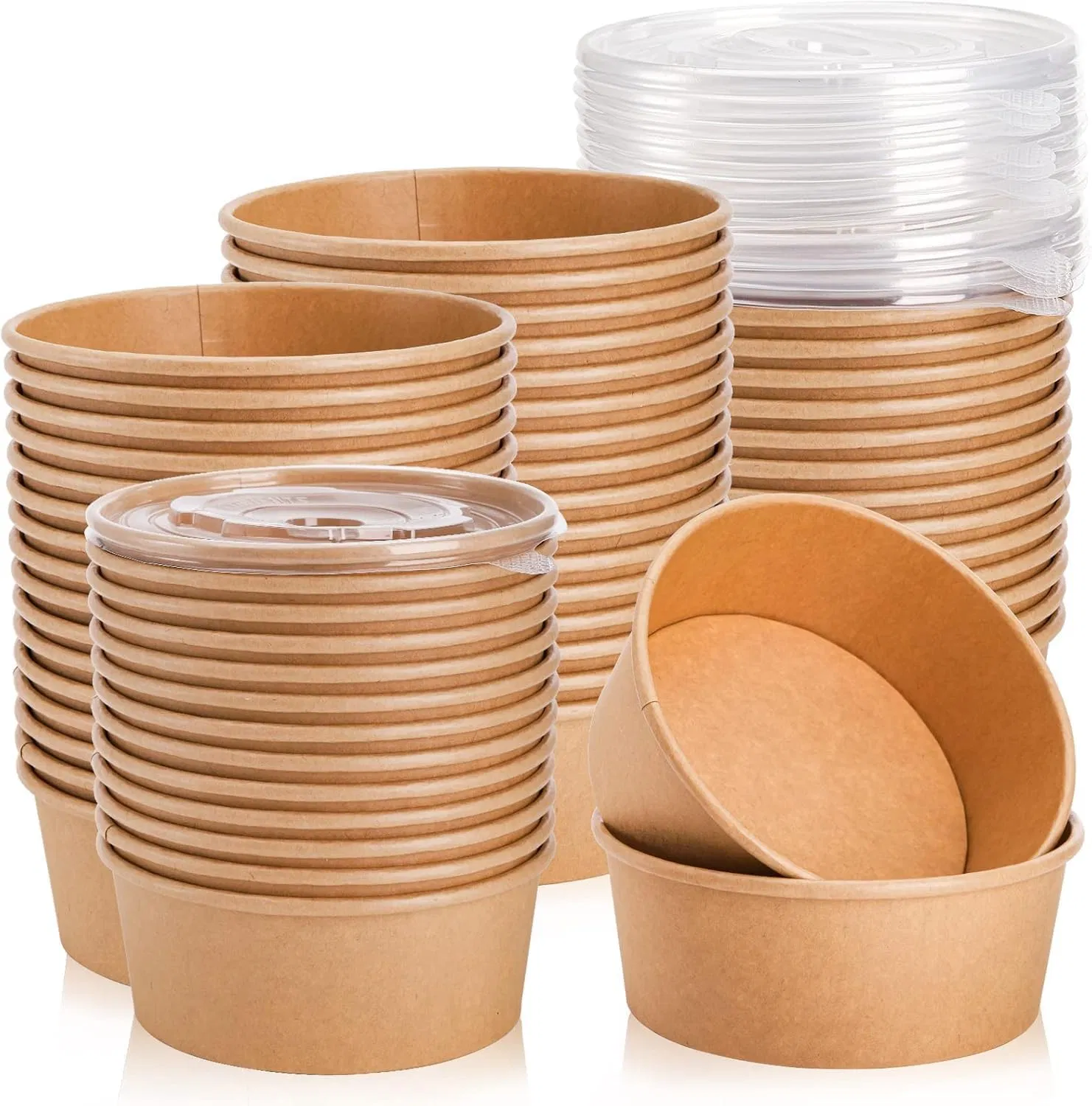Custom Printing Leakproof Disposable Kraft Paper Takeaway Salad Bowl