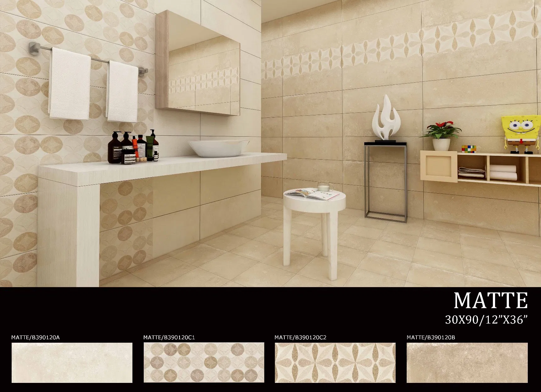 Foshan Building Material 300X900mm Glazed Ceramic bathroom Wall Tile Decoration